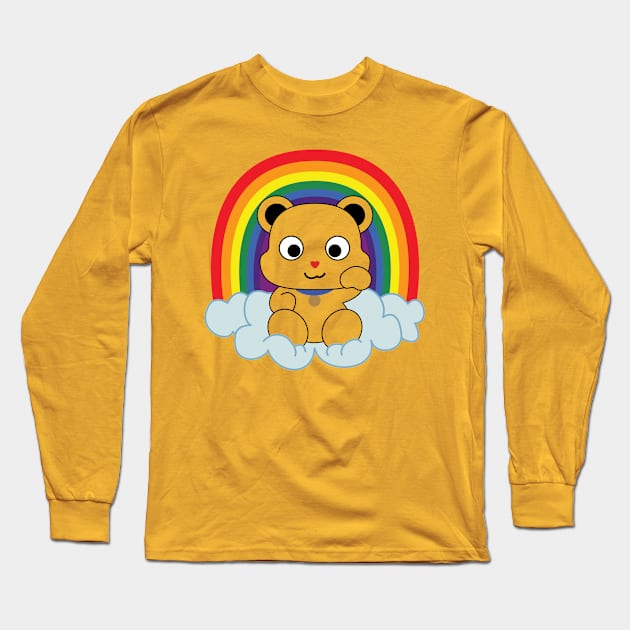 Rainbow Mankei Kuma Dark Outline Long Sleeve T-Shirt by StineBrunson